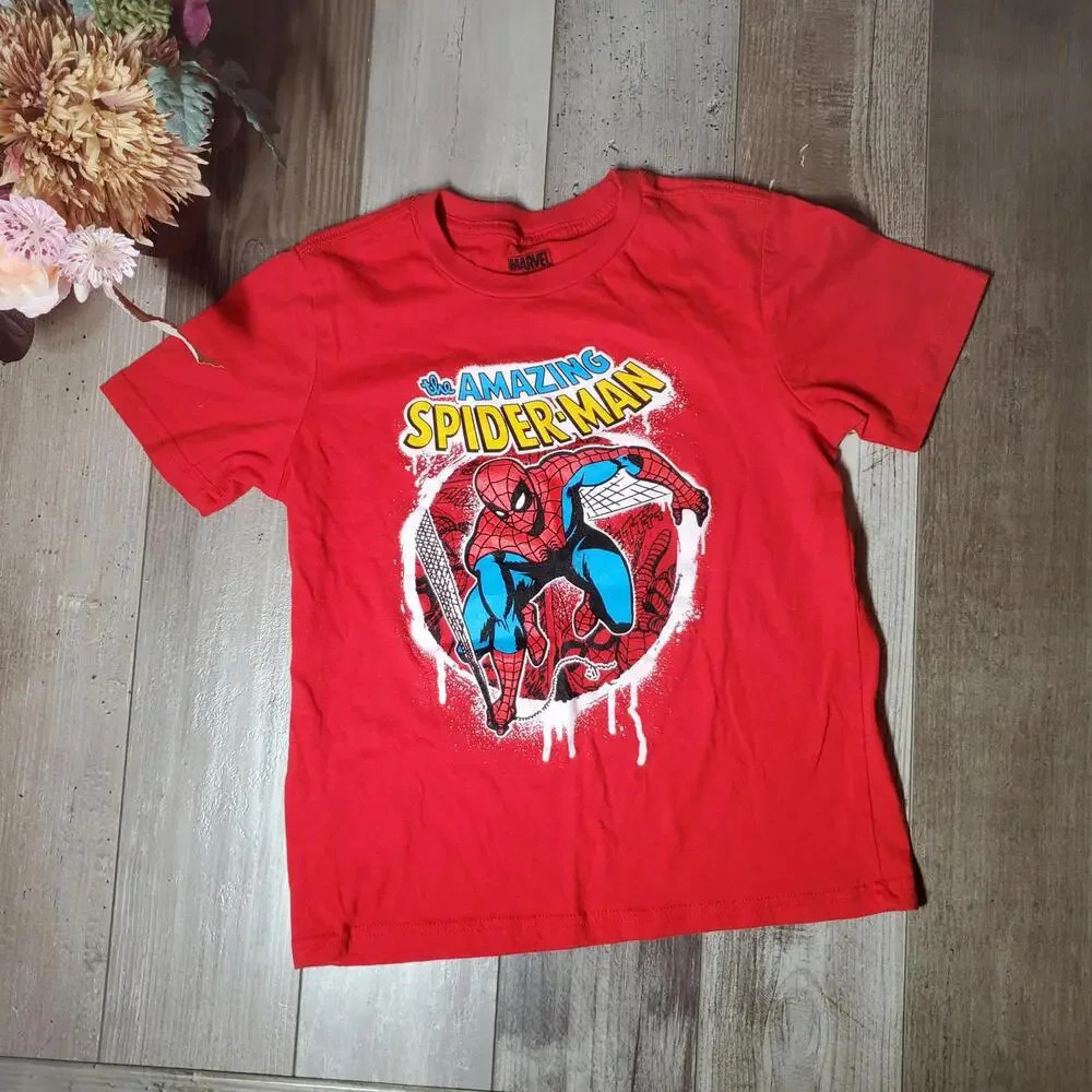 MARVEL Spider-Man City Slinger Red Boys Size 8 Short Sleeve Crewneck T-Shirt